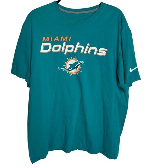 Nike T Shirt Short Sleeve Cotton Green Miami Dolphins‎ Size XXL - Picture 1 of 5